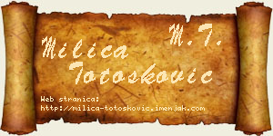 Milica Totošković vizit kartica